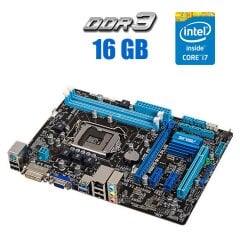 Комплект: Материнская плата Asus P8B75-M LX / LGA1155 / Intel Core i7-2600 (4 (8) ядра по 3.4 - 3.8 GHz) / 16 GB DDR3 / Intel HD Graphics 2000 + Кулер