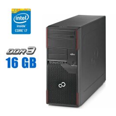 Компьютер Fujitsu Celsius W410 Tower / Intel Core i7-2600 (4 (8) ядра по 3.4 - 3.8 GHz) / 16 GB DDR3 / 500 GB HDD / Intel HD Graphics 2000 / DVD-ROM