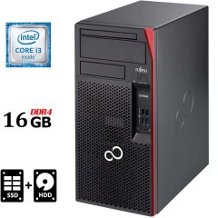 Компьютер Fujitsu Esprimo P557 Tower / Intel Core i3-6100 (2 (4) ядра по 3.7 GHz) / 16 GB DDR4 / 120 GB SSD + 500 GB HDD / Intel HD Graphics 530