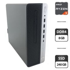 Комп'ютер HP EliteDesk 705 G4 SFF / AMD Ryzen 5 2400G (4 (8) ядра по 3.6 - 3.9 GHz) / 8 GB DDR4 / 240 GB SSD / AMD Radeon RX Vega 11 Graphics