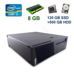 Lenovo ThinkCentre M83 SFF / Intel Core i5-4440 (4 ядра по 3.1 - 3.3 GHz) / 8 GB DDR3 / 120 GB SSD+500 GB HDD / nVidia GeForce GTX 1650, 4 GB GDDR5, 128-bit