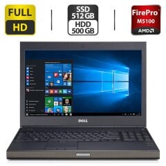 Мобільна робоча станція Б-клас Dell Precision M4800 / 15.6" (1920x1080) IPS / Intel Core i7-4930MX (4 (8) ядра по 3.0 - 3.9 GHz) / 32 GB DDR3 / 512 GB SSD + 500 GB HDD / AMD FirePro M5100, 2 GB GDDR5, 128-bit / WebCam / DVD-ROM