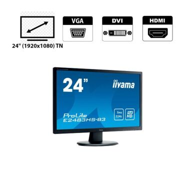 Монитор Iiyama ProLite E2483HS / 24" (1920x1080) TN / VGA, DVI, HDMI