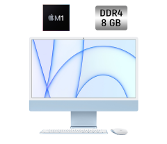 Моноблок Apple iMac M1 2021 / 24" (4480x2520) IPS / Apple M1 (8 ядер по 3.2 GHz) / 8 GB DDR4 / 256 GB SSD / Apple M1 Graphics / WebCam / Blue / Полный комплект