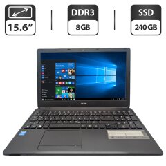 Ноутбук Acer Aspire E1-510 / 15.6" (1366x768) TN / Intel Pentium N3520 (4 ядра по 2.17 - 2.42 GHz) / 8 GB DDR3 / 240 GB SSD / Intel HD Graphics / WebCam / DVD-ROM