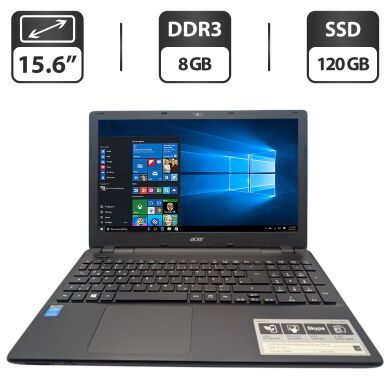 Ноутбук Acer Aspire E5-511 / 15.6" (1366x768) TN / Intel Pentium N3530 (4 ядра по 2.16 - 2.58 GHz) / 8 GB DDR3 / 120 GB SSD / Intel HD Graphics / WebCam / DVD-ROM Ноутбук Acer Aspire E5-511 / 15.6" (1366x768) TN / Intel Pentium N3530 (4 ядра по 2.16 - 2.58 GHz) / 8 GB DDR3 / 120 GB SSD / Intel HD Graphics / WebCam / DVD-ROM