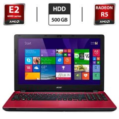 Ноутбук Acer Aspire E5-521 / 15.6" (1366x768) TN / AMD E2-6110 (4 ядра по 1.5 GHz) / 4 GB DDR3 / 500 GB HDD / AMD Radeon R5 M255, 2 GB GDDR3, 64-bit / WebCam