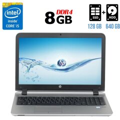 Ноутбук Б-класс HP ProBook 450 G3 / 15.6" (1920x1080) TN / Intel Core i5-6200U (2 (4) ядра по 2.3 - 2.8 GHz) / 8 GB DDR4 / 128 GB SSD + 640 GB HDD / Intel HD Graphics 520 / WebCam / DVD-RW / HDMI