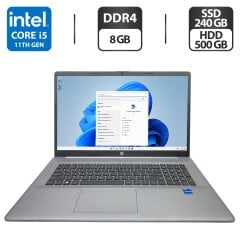 Ноутбук Б-клас HP ProBook 470 G8 / 17.3" (1920x1080) IPS / Intel Core i5-1135G7 (4 (8) ядра по 4.2 GHz) / 8 GB DDR4 / 240 GB SSD + 500 GB HDD / Intel Iris Xe Graphics / WebCam
