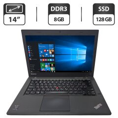 Ноутбук Б-клас Lenovo ThinkPad T440 / 14" (1600x900) TN / Intel Core i5-4210U (2 (4) ядра по 1.7 - 2.7 GHz) / 8 GB DDR3 / 128 GB SSD / Intel HD Graphics 4400 / WebCam