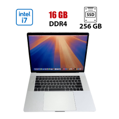 Ноутбук Б-класс Apple MacBook Pro 15 Silver 2018 / 15.4" (2880x1800) IPS / Intel Core i7-8750H (6 (12) ядер по 2.2 - 4.1 GHz) / 16 GB DDR4 / 256 GB SSD / Intel UHD Graphics 630 / WebCam / MacOS