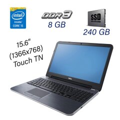 Ноутбук Dell Inspiron 15R-5537 / 15.6" (1366x768) Touch TN / Intel Core i5-4200U (2 (4) ядра по 1.6 - 2.6 GHz) / 8 GB DDR3 / 240 GB SSD / WebCam / DVD-ROM / USB 3.0 / HDMI