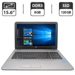 Ноутбук HP 250 G5 / 15.6" (1366x768) TN / Intel Celeron N3060 (2 ядра по 1.6 - 2.48 GHz) / 8 GB DDR3 / 120 GB SSD / Intel HD Graphics 400 / WebCam / DVD-ROM