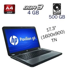 Ноутбук HP Pavilion G6 / 17.3" (1600x900) TN / AMD A4-3305M (2 ядра по 1.9 - 2.5 GHz) / 4 GB DDR3 / 500 GB HDD / AMD Radeon HD 7450M, 1 GB DDR3, 64-bit / WebCam
