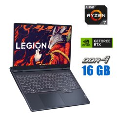Новий ігровий ноутбук Lenovo Legion 5 / 16" (2560x1600) IPS / AMD Ryzen 7 7735HS (8 (16) ядер по 3.2 -  4.75 GHz) / 16 GB DDR4 / 512 GB SSD / nVidia GeForce RTX 4060, 8 GB GDDR6, 128-bit / WebCam 
