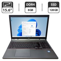 Ноутбук Б-класс Fujitsu LifeBook E756 / 15.6'' (1366x768) TN / Intel Core i5-6300U (2 (4) ядра по 2.4 - 3.0 GHz) / 8 GB DDR4 / 128 GB SSD / Intel HD Graphics 520 / WebCam / Без АКБ