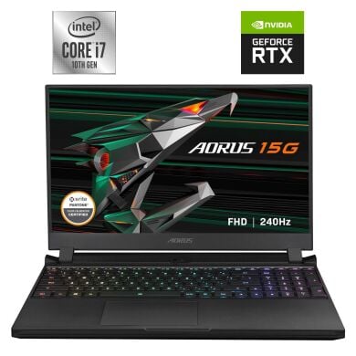 Игровой ноутбук Б-класс Gigabyte Aorus 15G YC / 15.6" (1920x1080) IPS / Intel Core i7-10870H (8 (16) ядер по 2.2 - 5.0 GHz) / 16 GB DDR4 / 1000 GB SSD NVMe / nVidia GeForce RTX 3080, 16 GB GDDR6, 256-bit / WebCam
