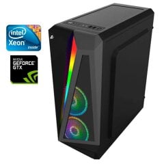 Игровой ПК 1stPlayer Rainbow R5 Tower / Intel Xeon E3-1220 v2 (4 ядра по 3.1 - 3.5 GHz) / 16 GB DDR3 / 240 GB SSD + 500 GB HDD / nVidia GeForce GTX 1050 Ti, 4 GB GDDR5, 128-bit / 500W