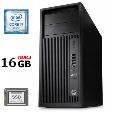 Комп'ютер Б-клас HP Z240 Workstation Tower / Intel Core i7-6700 (4 (8) ядра по 3.4 - 4.0 GHz) / 16 GB DDR4 / 500 GB SSD / Intel HD Graphics 530 / 400W / DVD-ROM / DisplayPort