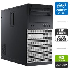 Компьютер Dell OptiPlex 7010 Tower / Intel Core i7-3770 (4 (8) ядра по 3.4 - 3.9 GHz) / 16 GB DDR3 / 256 GB SSD + 500 GB HDD / nVidia Quadro 2000, 1 GB GDDR5, 128-bit / DVD-ROM