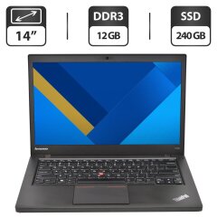 Ноутбук Lenovo ThinkPad T440s / 14" (1600x900) TN / Intel Core i7-4600U (2 (4) ядра по 2.1 - 3.3 GHz) / 12 GB DDR3 / 240 GB SSD / Intel HD Graphics 4400 / WebCam / VGA