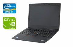 Ноутбук Lenovo ThinkPad E470 / 14" (1920x1080) IPS / Intel Core i7-7500U (2 (4) ядра по 2.7 - 3.5 GHz) / 16 GB DDR4 / 512 GB SSD / nVidia GeForce 940MX, 2 GB GDDR5, 64-bit / WebCam / Fingerprint + Мышка и коврик