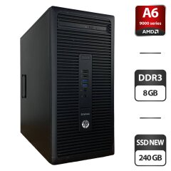 Компьютер HP EliteDesk 705 G3 Tower / AMD A6-9500 (2 ядра по 3.5 - 3.8 GHz) / 8 GB DDR3 / 240 GB SSD NEW / AMD Radeon R5 Graphics / DVD-ROM / VGA