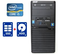 ПК Acer Veriton M2632G Tower / Intel Core i5-4430 (4 ядра по 3.0 - 3.2 GHz) / 8 GB DDR3 / 128 GB SSD + 1000 GB HDD / Intel HD Graphics 4600 / DVD-RW / Win 7