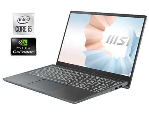 Ультрабук MSI MS-14D1 / 14" (1920x1080) TN / Intel Core i5-10210U (4 (8) ядра по 1.6 - 4.2 GHz) / 8 GB DDR4 / 256 GB SSD / nVidia GeForce MX330, 2 GB GDDR5, 64-bit / WebCam
