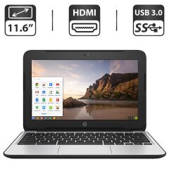 Нетбук HP ChromeBook 11 G4 / 11.6" (1366x768) TN / Intel Celeron N2840 (2 ядра по 2.16 - 2.58 GHz) / 4 GB DDR3 / 16 GB eMMC / Intel HD Graphics / WebCam / HDMI / Chrome OS