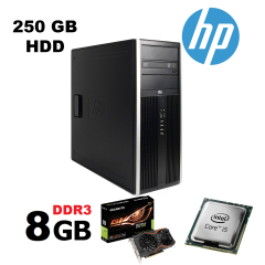HP 6200 Tower / Intel Core i5-2400 (4 ядра (4 потоки) по 3.1-3.4GHz) / 8 GB DDR3 / 250 GB HDD / NEW nVidia 1050 GTX 2GB 128-Bit