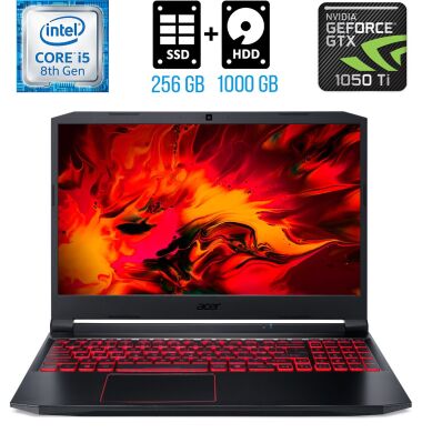 Игровой ноутбук Acer Nitro 5 AN515-53 / 15.6" (1920x1080) IPS / Intel Core i5-8300H (4 (8) ядра по 2.3 - 4.0 GHz) / 16 GB DDR4 / 256 GB SSD M.2 + 1000 GB HDD / nVidia GeForce GTX 1050 Ti, 4 GB GDDR5, 128-bit / WebCam / HDMI