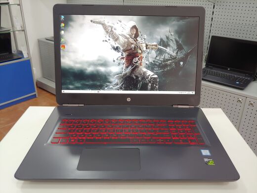 Игровой ноутбук HP Omen 17-w220nr / 17.3" (1920x1080) IPS LED / Intel Core i7-7700HQ (4 (8) ядра по 2.8 - 3.8 GHz) / 16 GB DDR4 / 120 GB SSD+1000 GB HDD / nVidia GeForce GTX 1060, 6 GB GDDR5, 192-bit / WebCam / USB 3.0 / HDMI / MiniDP