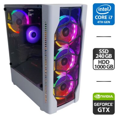 Ігровий ПК 1stPlayer D4-4R1-WH Tower / Intel Core i7-4770K (4 (8) ядра по 3.5 - 3.9 GHz) / 16 GB DDR3 / 240 GB SSD + 1000 GB HDD / nVidia GeForce GTX 1060, 6 GB GDDR5, 192-bit / 600W + Кабелі DVI та живлення