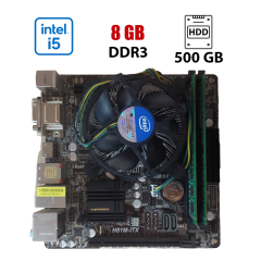 Комплект: Материнская плата ASRock H81M-ITX / LGA1155 / Intel Core i5-4440 (4 ядра по 3.1 - 3.3 GHz) / 8 GB DDR3 / 500 GB HDD / Intel HD Graphics 4600 + Кулер