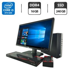Комплект ПК: компьютер HP ProDesk 600 G4 SFF / Intel Core i5-8400 (6 ядер по 2.8 - 4.0 GHz) / 16 GB DDR4 / 240 GB SSD / Intel UHD Graphics 630 + Монитор 24" (1920x1080) TN / Разные бренды