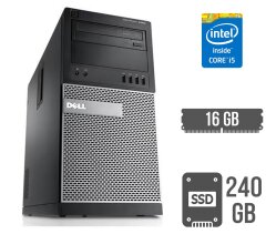 Компьютер Dell OptiPlex 7020 Tower / Intel Core i5-4590 (4 ядра по 3.3 - 3.7 GHz) / 16 GB DDR3 / 240 GB SSD / Intel HD Graphics 4600 / 290W / DVD-RW / DisplayPort
