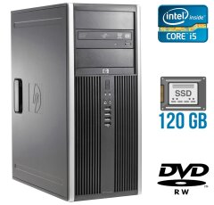 Комп'ютер HP Compaq Elite 8300 Tower / Intel Core i5-3470 (4 ядра по 3.2 - 3.6 GHz) / 4 GB DDR3 / 120 GB SSD / Intel HD Graphics 2500 / 320W / DVD-RW / DisplayPort