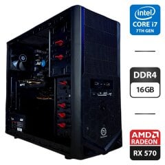 Компьютер Thermaltake V4 Black Edition Tower / Intel Core i7-7700 (4 (8) ядра по 3.6 - 4.2 GHz) / 16 GB DDR4 / 120 GB SSD + 250 GB HDD / AMD Radeon RX 570, 8 GB GDDR5, 256-bit / 500W