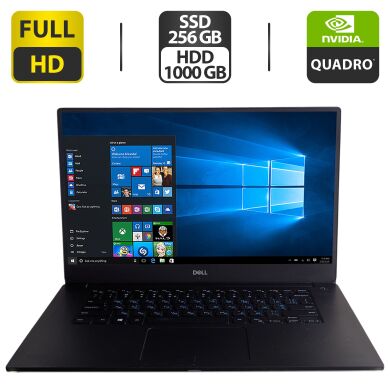 Мобільна робоча станція Б-клас Dell Precision 5530 / 15.6" (1920x1080) IPS / Intel Core i5-8400H (4 (8) ядра по 2.5 - 4.2 GHz) / 16 GB DDR4 / 256 GB SSD + 1000 GB HDD / nVidia Quadro P1000, 4 GB GDDR5, 128-bit / WebCam