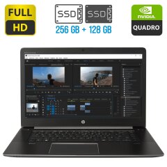 Мобільна робоча станція Б-клас HP ZBook 15 G3 / 15.6" (1920x1080) TN / Intel Core i7-6820HQ (4 (8) ядра по 2.7 - 3.6 GHz) / 16 GB DDR4 / 256 GB SSD + 128 GB SSD / nVidia Quadro M1000M, 2 GB GDDR5, 128-bit / WebCam / HDMI