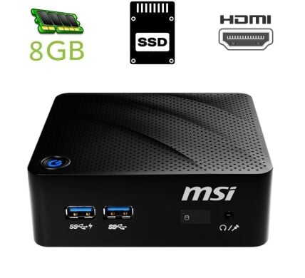 Неттоп MSI Cubi N B120 USFF / Intel Celeron N3060 (2 ядра по 1.6 - 2.48 GHz) / 8 GB DDR3 / 32 GB SSD / Intel HD Graphics / HDMI / Wi-Fi + Блок живлення