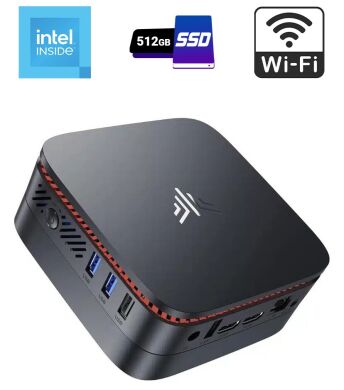 Неттоп NiPoGi AK1PLUS USFF / Intel N97 (4 ядра по 2.0 - 3.6 GHz) / 8 GB DDR4 / 512 GB SSD / Intel UHD Graphics / HDMI / Wi-Fi + Блок питания