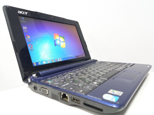 Ноутбук Acer A150 / 8.9" (1024x600) TN / Intel Atom N270 (1 ядра по 1.6 GHz) / 2 GB DDR2 / 160 GB HDD / WebCam / Windows 7