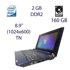 Ноутбук Acer A150 / 8.9" (1024x600) TN / Intel Atom N270 (1 ядра по 1.6 GHz) / 2 GB DDR2 / 160 GB HDD / WebCam / Windows 7