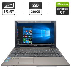 Ноутбук Acer Aspire 5750G / 15.6" (1366x768) TN / Intel Core i5-2450M (2 (4) ядра по 2.5 - 3.1 GHz) / 8 GB DDR3 / 240 GB SSD / nVidia GeForce GT 630M, 1 GB GDDR5, 128-bit / WebCam / DVD-ROM