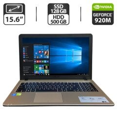 Ноутбук Asus X540L / 15.6" (1366x768) TN / Intel Core i3-4005U (2 (4) ядра по 1.7 GHz) / 8 GB DDR3 / 128 GB SSD + 500 GB HDD / nVidia GeForce 920M, 1 GB GDDR3, 64-bit / WebCam / HDMI