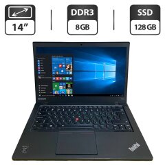 Ноутбук Б-класс Lenovo ThinkPad T440s / 14" (1600x900) TN / Intel Core i5-4300U (2 (4) ядра по 1.9 - 2.9 GHz) / 8 GB DDR3 / 128 GB SSD / Intel HD Graphics 4400 / WebCam / VGA