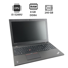 Ноутбук Lenovo ThinkPad T550 / 15.6" (1366x768) TN / Intel Core i5-5200U (2 (4) ядра по 2.2 - 2.7 GHz) / 8 GB DDR3 / 240 GB SSD / Intel HD Graphics 5500 / WebCam