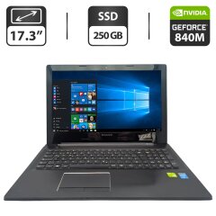 Ноутбук Lenovo Z50-70 / 17.3" (1600x900) TN / Intel Core i5-4210U (2 (4) ядра по 1.7 - 2.7 GHz) / 8 GB DDR3 / 250 GB SSD / nVidia GeForce&nbsp;840M, 2 GB GDDR3, 64-bit / WebCam / DVD-ROM